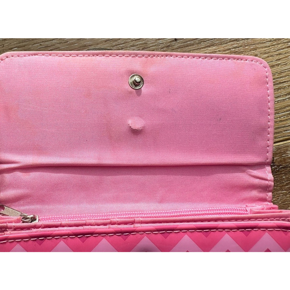 Claire's vinyl locket style silver heart charm bow bright pink wallet - Picture 12 of 12